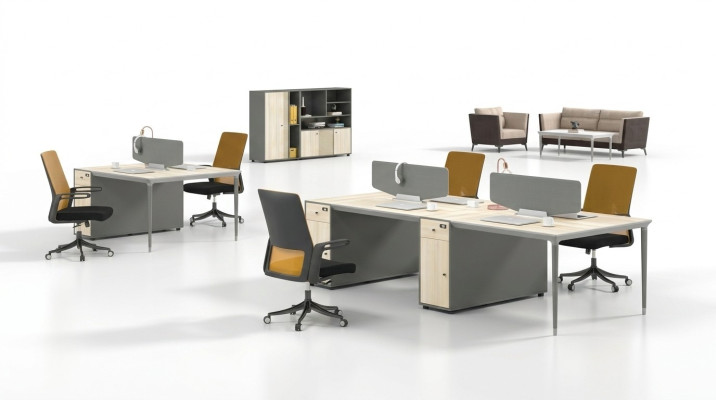 Office furniture setup equipment desk call center 4 workstations