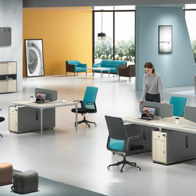 Furniture, furnishings, equipment, table, call center, 4 workstations, desk