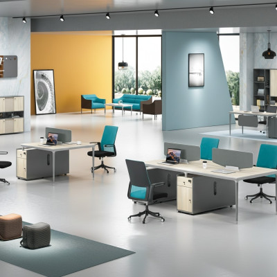 Furniture, furnishings, equipment, table, call center, 4 workstations, desk