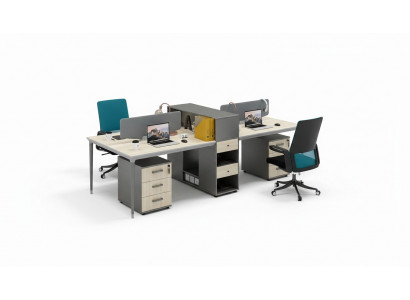 Office furniture setup tables desk 4 workstations call center