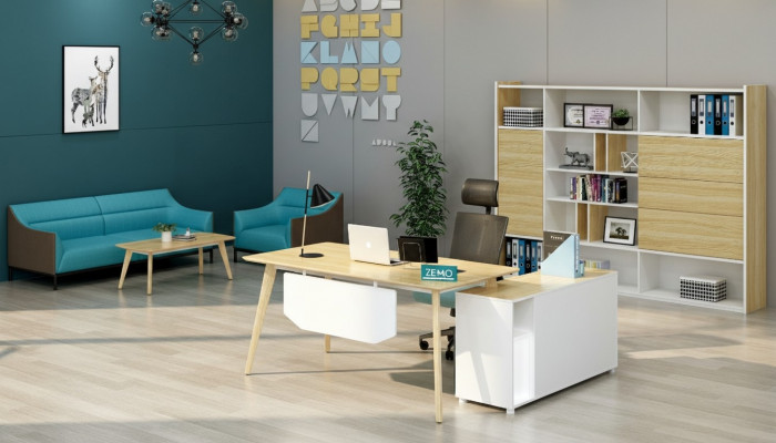 Office furniture 2-piece. Executive desk + filing cabinet shelf set desk