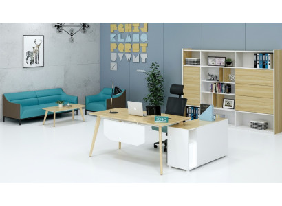 Office furniture 2-piece. Executive desk + filing cabinet shelf set desk