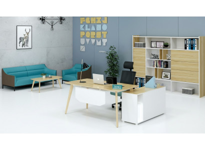 Office furniture 2-piece. Executive desk + filing cabinet shelf set desk