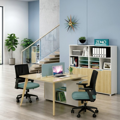 Desk workstation table 2 workstations counter wood tables office furniture