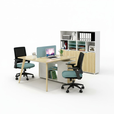 Desk workstation table 2 workstations counter wood tables office furniture