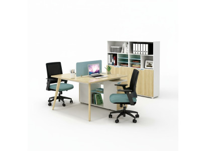 Desk workstation table 2 workstations counter wood tables office furniture
