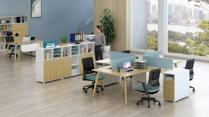 Call center 4 workstations desk office furniture furnishings equipment