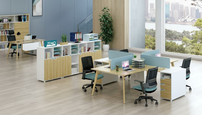 Call center 4 workstations desk office furniture furnishings equipment
