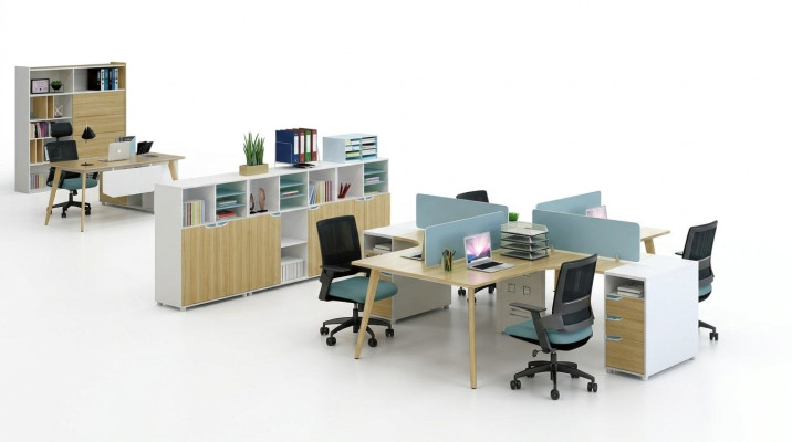 Call center 4 workstations desk office furniture furnishings equipment