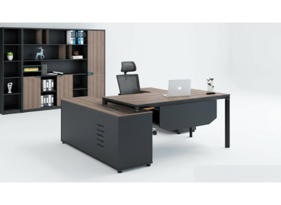 Office furnishings 2-piece set: Executive desk + filing cabinet, tables, shelf, desk