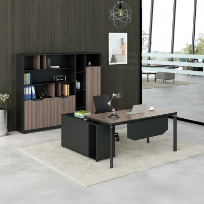 Office Set Complete Office Corner Desk File Cabinets 2-piece with Cable Duct