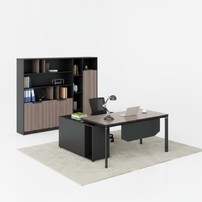Office Set Complete Office Corner Desk File Cabinets 2-piece with Cable Duct