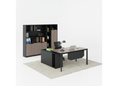 Office Set Complete Office Corner Desk File Cabinets 2-piece with Cable Duct