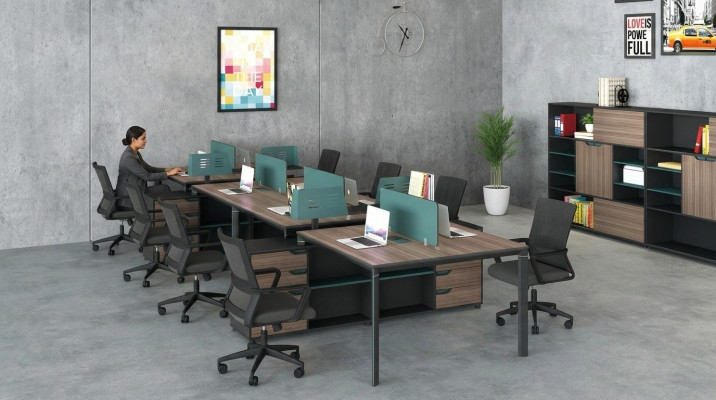 Office furniture equipment setup desk call center 2 workstations