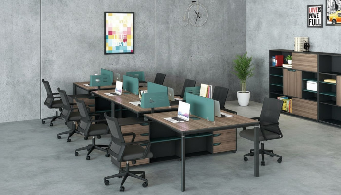 Office furniture equipment setup desk call center 2 workstations