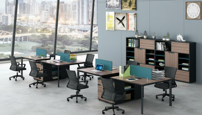 Office furniture equipment setup table 2 workstations desk