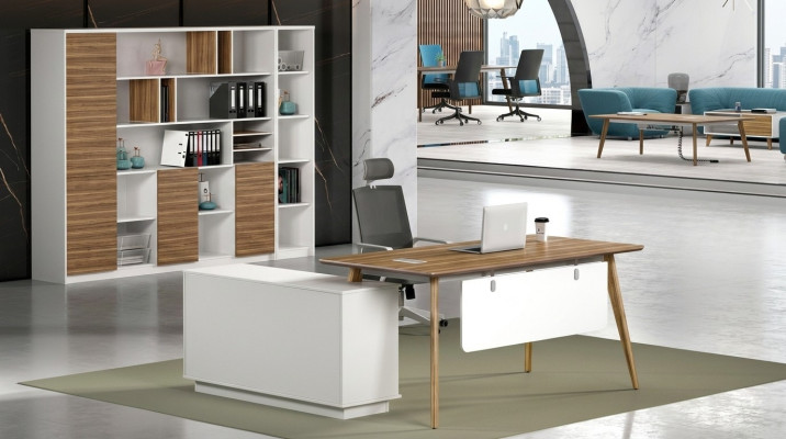 Desk Office Set Wall Shelf Cabinet 2-piece Office Room