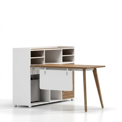 Luxury wooden office desk in a modern design and light colors