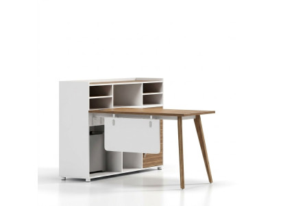 Luxury wooden office desk in a modern design and light colors