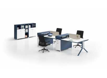 Desk office furniture setup tables call center wood 4 workstations