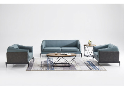 Luxurious 3+1+1 sofa set in modern designer style with fabric upholstery