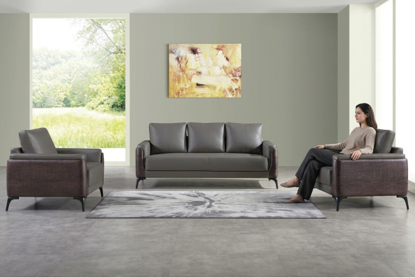 Sofa set 3+1+1 seaters, design sofas, upholstered couches, leather, relax, modern.