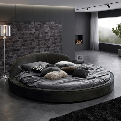 Round Bed Modern Design Luxury Upholstery Round Beds Textile Fabric Round Beds New