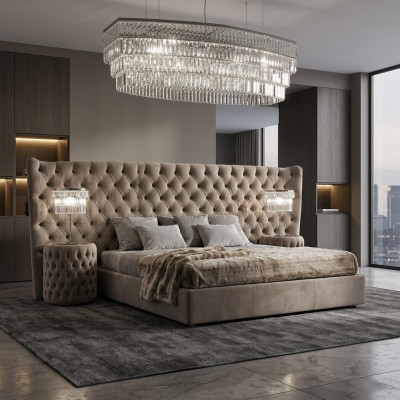 Bed Pillow Luxury Double Beds Bedroom Textile Chesterfield King Size