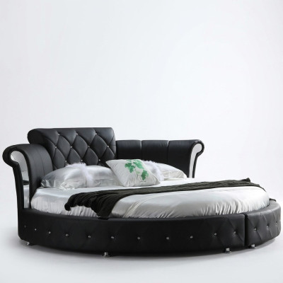 Luxury Chesterfield Bed Design Round Upholstered Classic Round Bed Leather Velvet