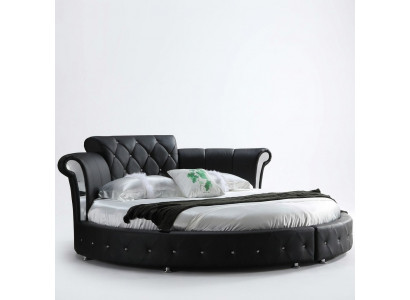 Luxury Chesterfield Bed Design Round Upholstered Classic Round Bed Leather Velvet