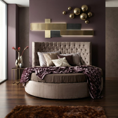 Round Chesterfield Luxury Round Bed Classic Hotel Velvet Textile Leather Beds New