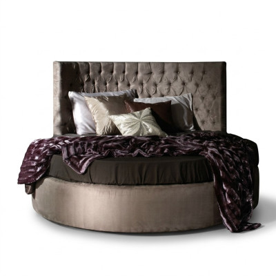 Round Chesterfield Luxury Round Bed Classic Hotel Velvet Textile Leather Beds New