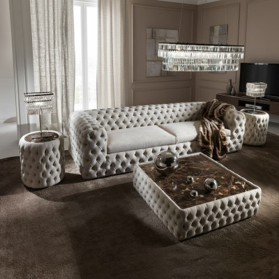 Classic three-seater couch living room upholstered sofa 3-seater leather sofa 240cm new
