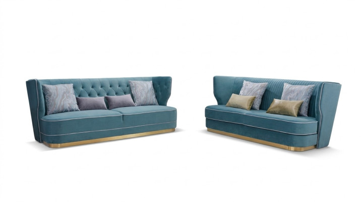 Designer Sofa Set 3+3 Seater Couch Upholstery Suite Group Metal