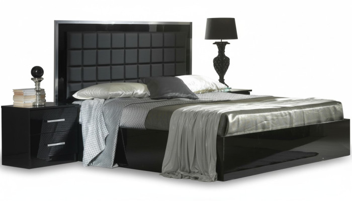 Bedroom furniture 3-piece set hotel bed + 2 high-gloss bedside tables Italy beds