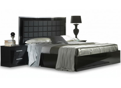Bedroom furniture 3-piece set hotel bed + 2 high-gloss bedside tables Italy beds