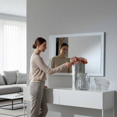 Mirror Wood Frame Wall Mirror Classic Designer Mirror 90x60cm Wood big xxl