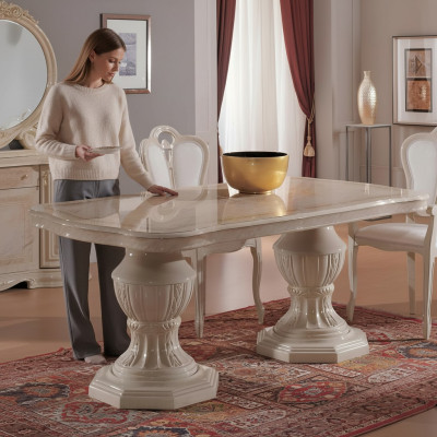 Luxurious oval dining table: Exclusive designer furniture made from Italian wood
