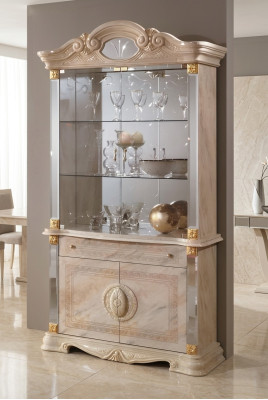 Luxury display showcase glass cabinet modern style wood living room