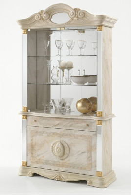 Luxury display showcase glass cabinet modern style wood living room