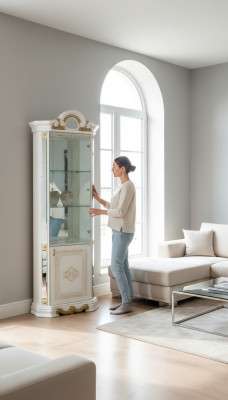 Luxury Window Display Corner Glass Cabinet Modern Furniture Shelf Classic ITALY