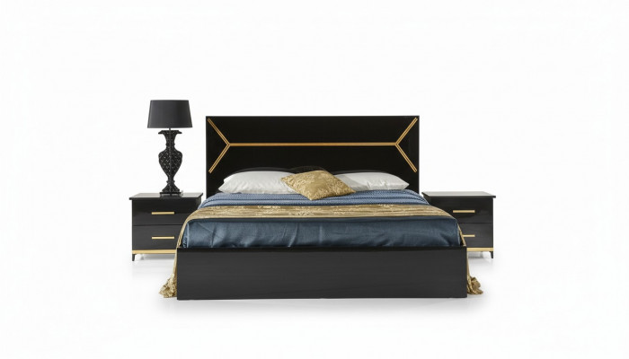 Classic bedroom set bed 2x nightstand dresser 3-piece set beds black