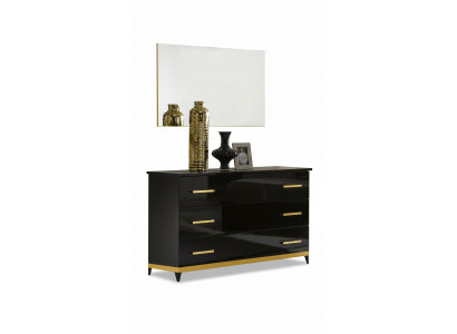 High-gloss sideboard cabinet wooden mirror dresser console set of 2