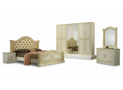 Bedroom Chesterfield Leather Bed 6-Piece Design Furniture Set with Nightstand and Dresser