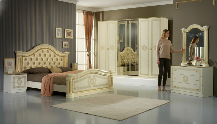 Bedroom bed Chesterfield double beds upholstery Chesterfield Baroque Rococo