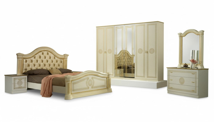 Design bedroom 3-piece. Bed 2x nightstand classic luxury bed set furniture