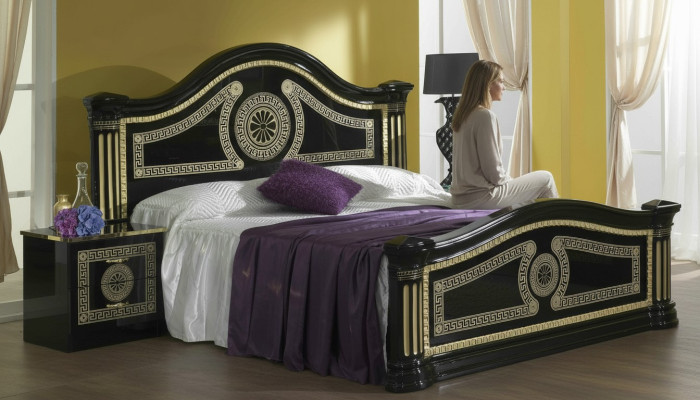Bed Pillow Design Luxury Wood Double Hotel Beds Matrimonial Sleep Room Textile Gold