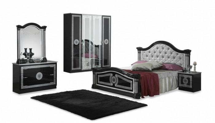Bed 2x Nightstand 3-pc. Bedroom Set Design Luxury Bedroom Chesterfield