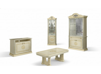 Living Room Set Suite 4-piece Group: Chest of Drawers, Display Cabinet, 2x Coffee Table, Baroque Rococo
