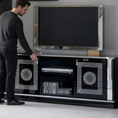 Black TV Table RTV Cabinet Lowboard Furniture TV Stand Design Television Cabinet